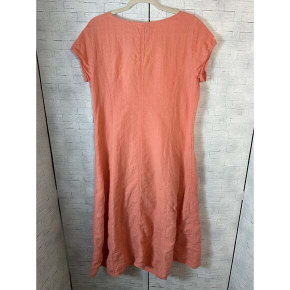 J Jill women’s dress fit & flare linen peach spring feminine natural tradMom￼ - Picture 2 of 11